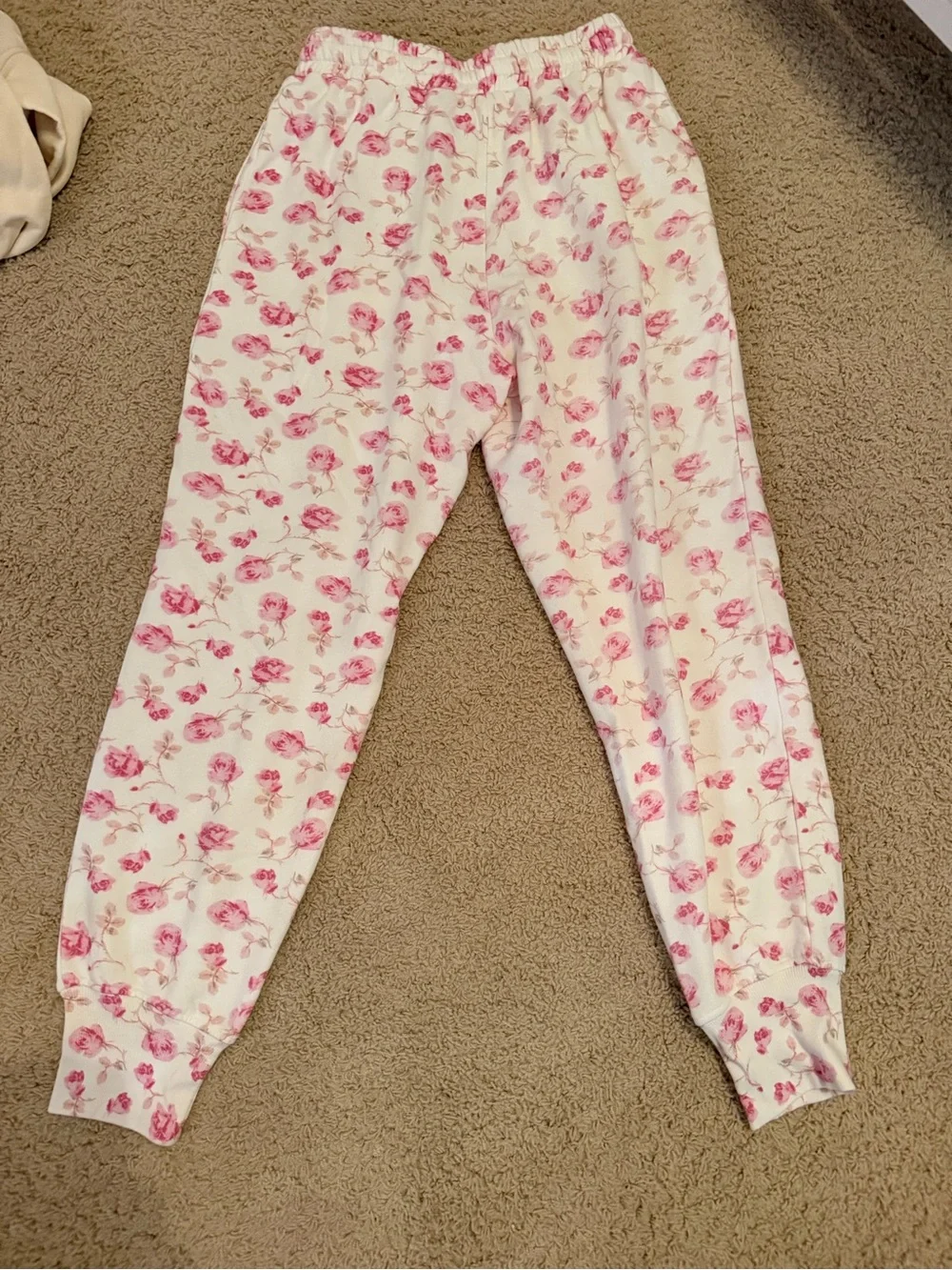 Loveshack Fancy pink rose jogger/sweatpants